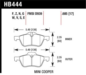 Mini Cooper Brake Pad Set - Front - Hawk Performance - DTC-60 - `02-`08